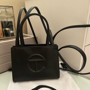 Telfar small black shopping bag
